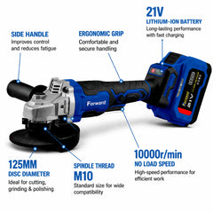 Forward 21V Brushless Angle Grinder | Copper Lifetime Warranty | 15 Cell Dual Battery