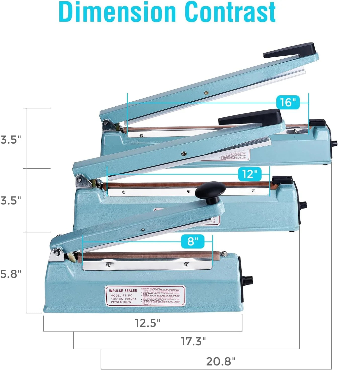 KINGSTAR 12-Inch Impulse Sealer | Heavy-Duty Manual Heat Sealer for Plastic Bags, Mylar & Shrink Wraps | Adjustable Heat Settings + Repair Kit