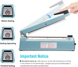 KINGSTAR 12-Inch Impulse Sealer | Heavy-Duty Manual Heat Sealer for Plastic Bags, Mylar & Shrink Wraps | Adjustable Heat Settings + Repair Kit