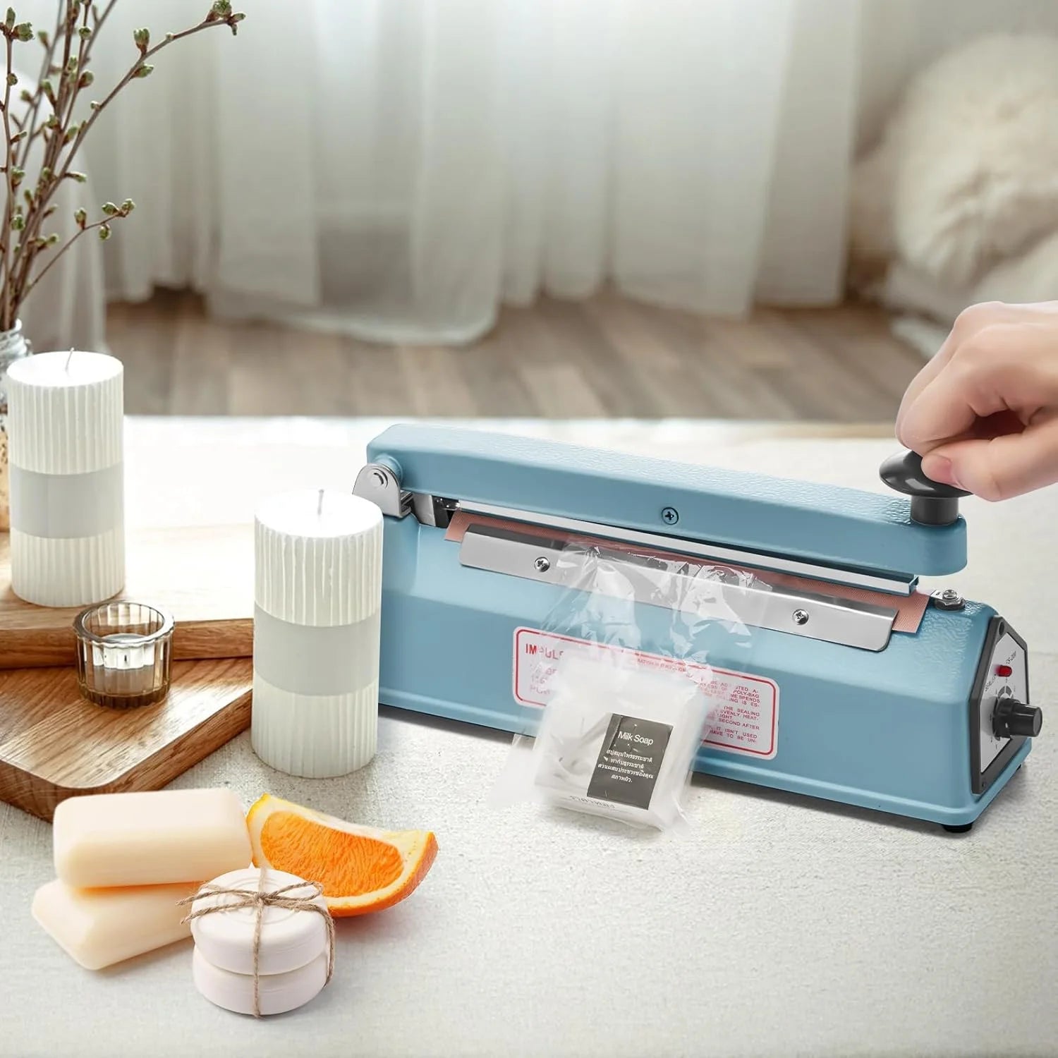 KINGSTAR Impulse Sealer 8-Inch | Heavy-Duty Manual Heat Sealer for Plastic & Shrink Wrap Bags | Adjustable Heat Settings + Repair Kit