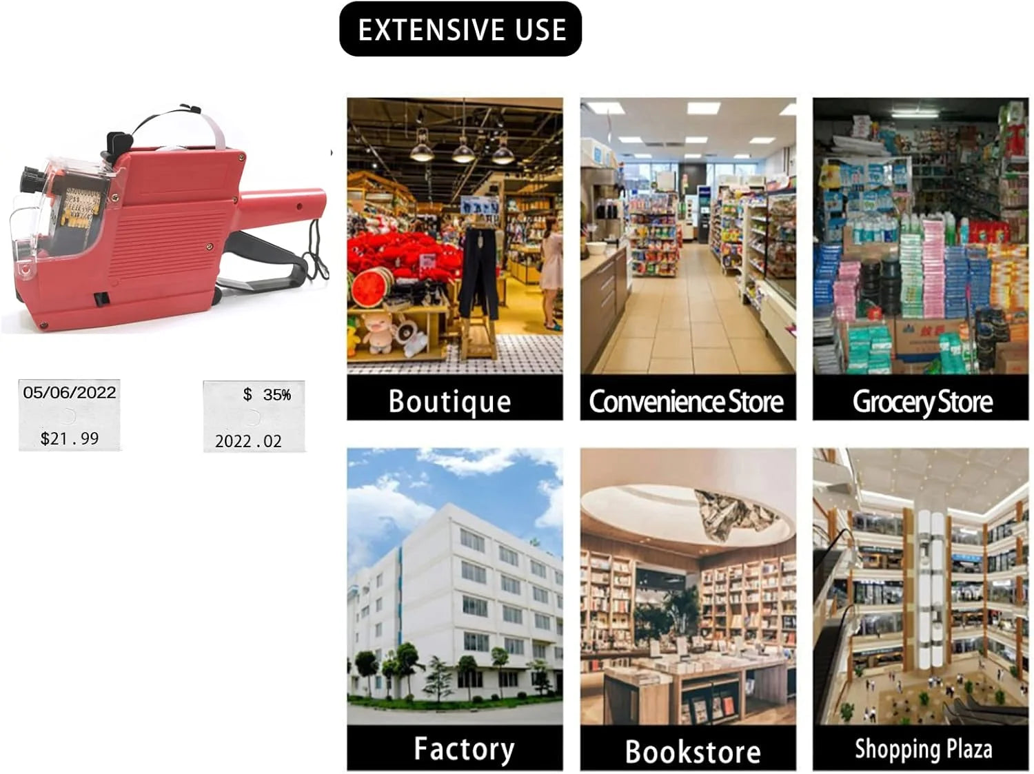 Price Label Gun – MX6600 2-Line 20-Digit Label Maker with Inkers & Stickers | Efficient & Versatile for Retail