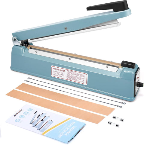 KINGSTAR Impulse Sealer 12-Inch | Heavy-Duty Manual Heat Sealer for Plastic Bags and Shrink Wraps