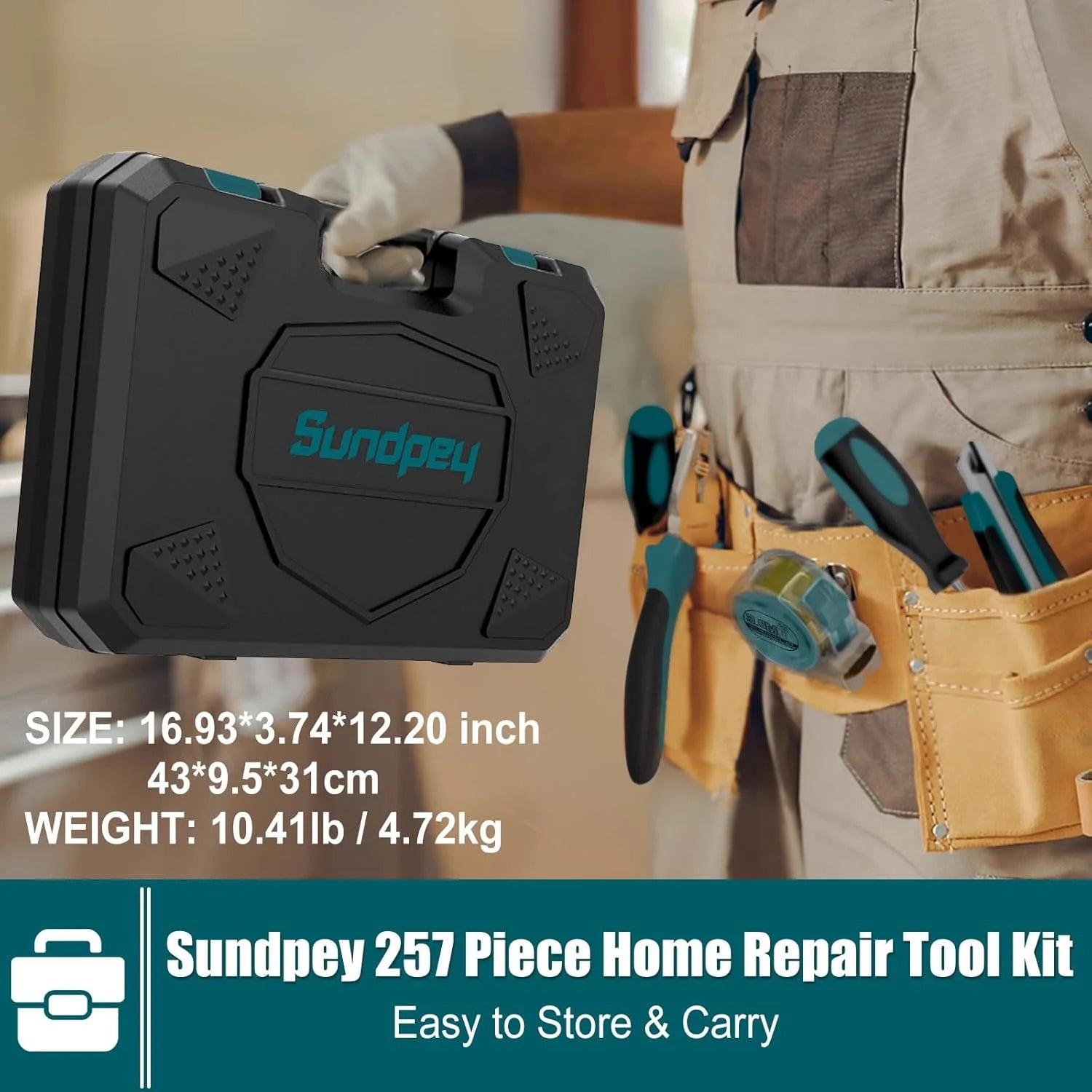 Sundpey 257-Piece Home Tool Kit – Complete Set for DIY & Home Repairs with Toolbox