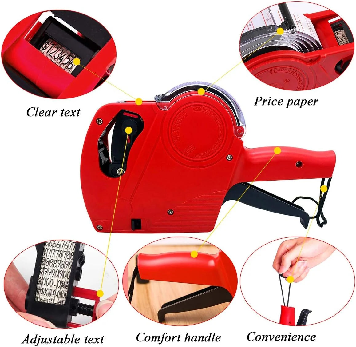 Pricing Tag Gun – MX5500 8-Digit Label Gun with 5150 White Stickers & Extra Inkers | Efficient & Accurate for Retail