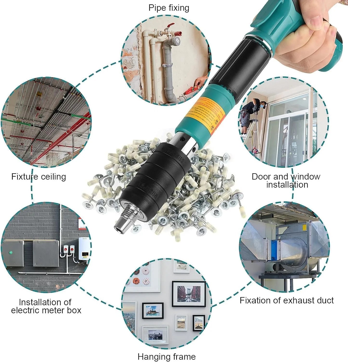 Manual Steel Nail Gun Tool with 15 Nails Heavy Duty Fastening Tool