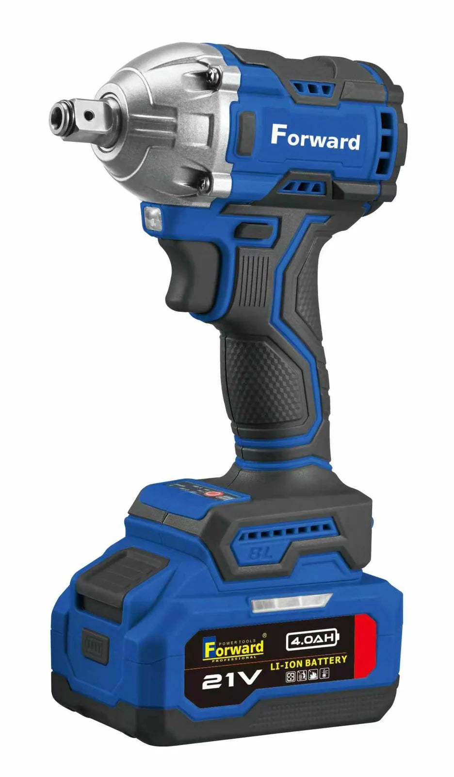 Forward 21V Brushless Impact Wrench 400Nm Cordless Heavy Duty Electric Wrench with Double Battery & Charger